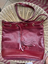 Victor & Hugo Paris, Handtasche Cerise Bordeaux, Reptilprägung, neuw.