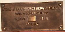 Builders Plate Fabrikschild Falun, 173/1913 voller Titel, ex FLJ 1, Achsfolge D,