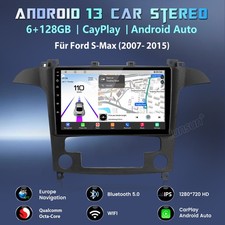 Android 13 Carplay GPS Navi 4G DAB+  SWC +KAM Für Ford S-Max 07-2015 Autoradio