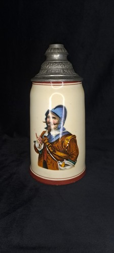 Alter bierkrug mit zinndeckel - alter,