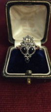 Antiker Ring Viktorianisch 18KT Gelbgold Saphir & Diamant Engagement Royal Damen
