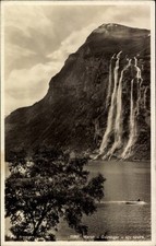 Ak Geiranger Norwegen, Wasserfälle, Berglandschaft, Fjord, Boot - 4919506