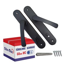 Türgriff Schwarz Drückergarnitur mit Langschild für Toiletten Türklinke