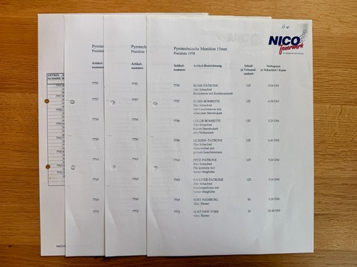Alte nico feuerwerk preisliste - alte,