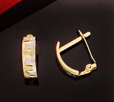 EDLE 585 Gold CREOLEN, 585 Gelb-Weißgold, GOLDOHRRINGE, 14 Karat, BICOLOR !!!