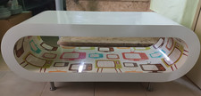 Wohnzimmertisch*Couchtisch*weiß*buntes Fernsehmuster*retro Stil*schau mal rein*