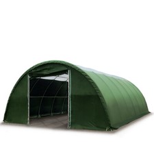 Stabile Rundbogenhalle 9,15x12m mit Oberlicht LeichtbauhallePVC grün