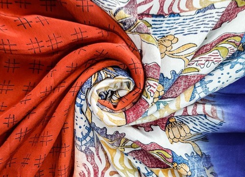 Reine seide sari 100 krepp - 100%,