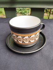 Vintage Ambleside Keramik braun Scraffito Tasse und Untertasse