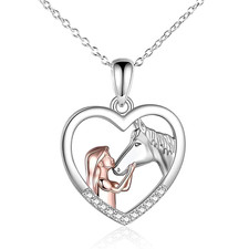 Silber Herz Anhänger, Pferd