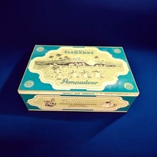 Vintage XXL Blechtruhe Blechdose aufklappar "Tee Pompadur Düsseldorf "30x20x10cm