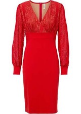 Kleid mit Spitze Langarm Gr