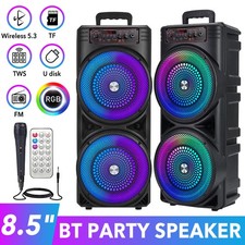Lautsprecher Bluetooth 5.3 LED Subwoofer Boombox Musikbox Party LED mit Mikrofon