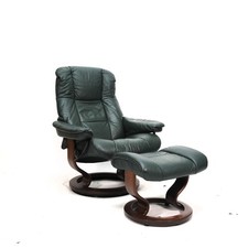 Ekornes Stressless Sessel Mayfair (M) mit Hocker grün Leder Fernseh Relax Top!