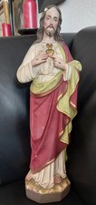 Alte Jesus Figur Gips 43 cm Heiligenfigur Statue Herz Jesu Christi