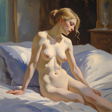 Akt Schlafzimmer weiblich Malerei Gemälde Öl Bild Zeichnung Dame Frau Kunstdruck