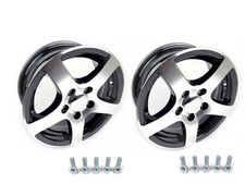 2 x Alufelge Kenda 6 J x 15 Zoll 5-Loch ET 30 Anhänger Wohnwagen schwarz poliert