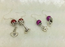 Hexenhut u. Kessel 2Paar Ohrringe Modeschmuck  mit 925er Silberohrhaken