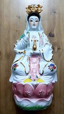Seltene Porzellanfigur Guanyin Göttin der Barmherzigkeit, handbemalt, ca. 40 cm