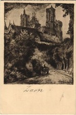 Old postcard laon - laon, driveway