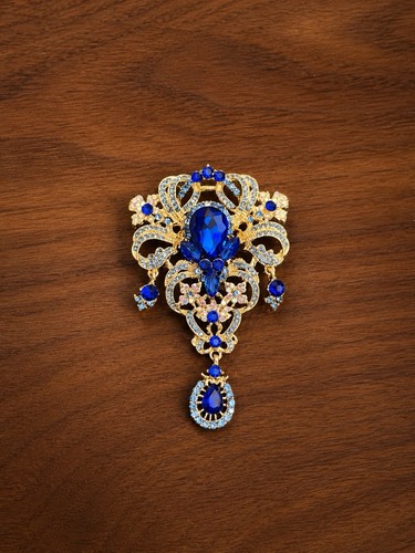 Vintage brosche anhänger blau - anhänger,