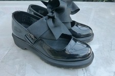 Dr Martens Mariel Mono Bow Mary Jane Black Leather School Flat Shoes UK 3 / EU 36