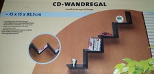 CD Wandregal Stufen, Stufenregal, schwarz ~15 x 15 x 85,5 cm
