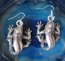 KX Ohrringe Salamander Eidechse mit Haken aus 925 Silber Symbol der Schamanen