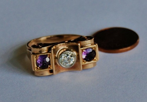 Antik ring rotgold amethyst - antik,