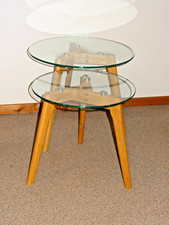 Beistelltisch-Set FALSLED Ø:50/40 Höhe: 45/40 cm Glas/Natur Eiche, sehr gut