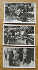 3 alte Fotos Kriegerbund Beerdigung / Ringkragen / Fahne / Ordensspange