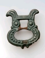 Wikinger Bronze Gürtelschnalle mit 2 Vögelköpfen ( Hugin und Munin) 10 Jh.n.Chr 