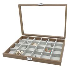 Holz Schmucklade 24 Fächer Schmuckkasten Schmuckkoffer Schmuckbox Schaukasten