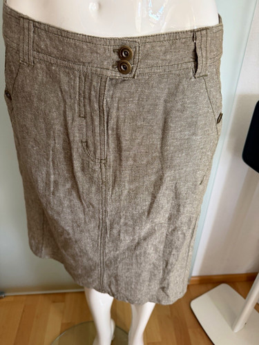 Damen leinen rock grau - leinen,