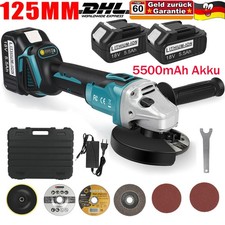 Akku Winkelschleifer 125mm Schleifmaschine Trennschleifer +5.5Ah Akku und Koffer