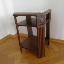 Beistelltisch Eiche Art Deco Jugendstil mit Marmorplatte Blumentisch 