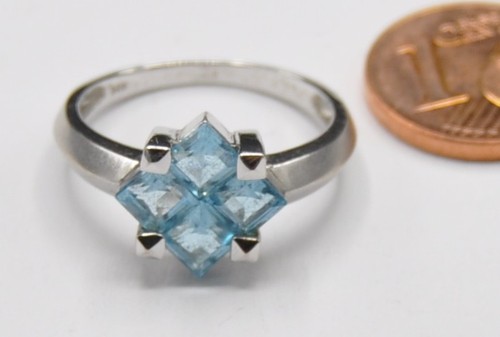 Weißgold ring solitär - solitär, blau