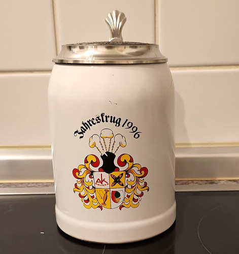 Steinzeug bierkrug weiß - weiß, mit