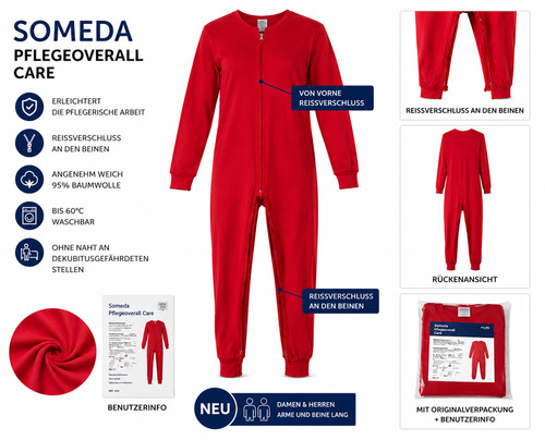 Pflegeoverall care rot damen - pflegeoverall,