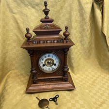 Pfeilkreuz Gründerzeit Tischuhr Antik Nussbaum Kaminuhr Pendeluhr Historismus