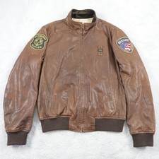 Vtg Blauer USA Lederjacke