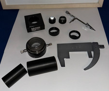 Konvolut Mikroskop-Teile u.a. Frontlinsen, Objekthalter usw. (evtl. Olympus)