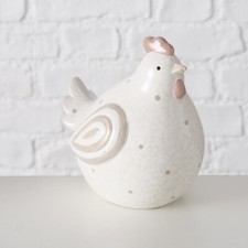 XL Deko HUHN creme grau