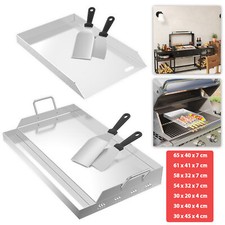 BBQ Grillplatte Grillpfanne mit 2 Schaufeln Pizzaplatte Grillblech Grillaufsatz