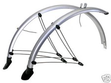 Fahrrad Schutzblech Set 28 Zoll mit Kontaktstreifen 45 mm Silber