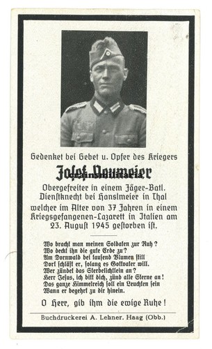 Orig sterbebild jäger - sterbebild, soldat