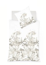 Fleuresse Halbleinen Bettwäsche 155x220 Gräser Blätter braun weiß 344216-07