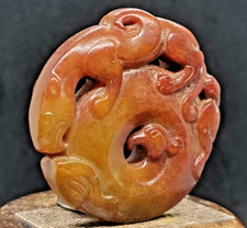Jade Hetian Drache Handarbeit China Antik Anhänger Skulptur Alte Jade