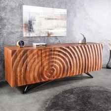 Sideboard ZEN 180cm braun Mangoholz Metallgestell schwarz handmade Anrichte