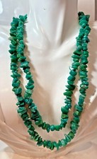 Vintage Grüne Türkis Aventurin Achat Quarz Kieselstein Perlen 36" Halskette DE8